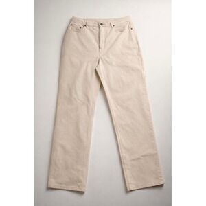 Talbots Petites Stretch Straight Jeans Khaki Minimalist Clean Girl Scandi -12